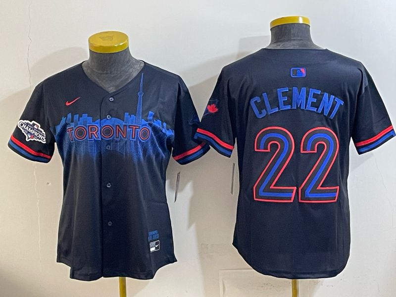 Women 2025 Nike Toronto Blue Jays #22 Clement black Game MLB Jersey 04->women mlb jersey->Women Jersey
